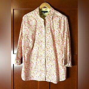 Jones New York Women’s Spring Pink Floral Button Down Top Size 2X